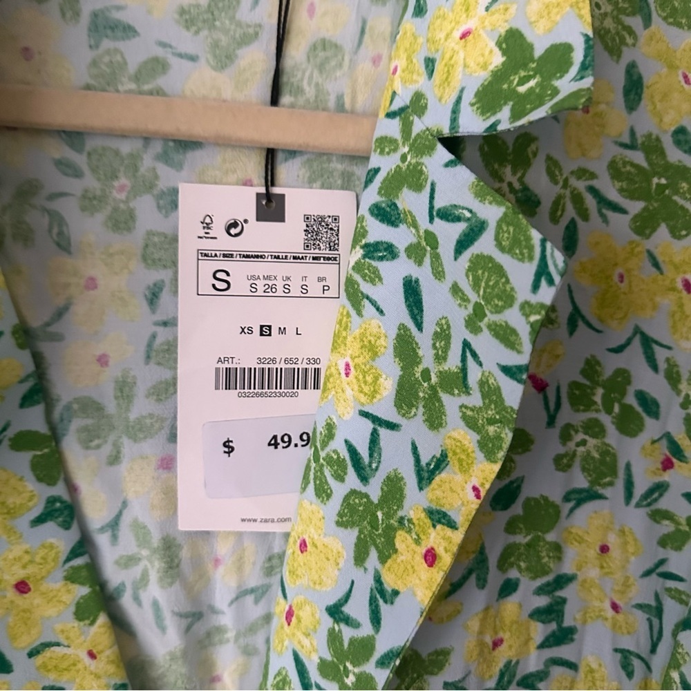 Zara Floral Button Collar Dress Skort Mini Spring Summer Small NWT - Picture 6 of 13